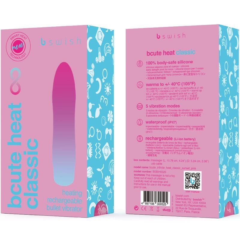 Detalhe do massageador vibratório B SWISH BCUTE CLÁSSICO LILAC em silicone, mostrando sua forma ergonómica e cor lilás.