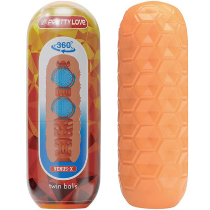 Masturbador Masculino PRETTY LOVE Twin Balls Laranja com bolas internas para estimulação.