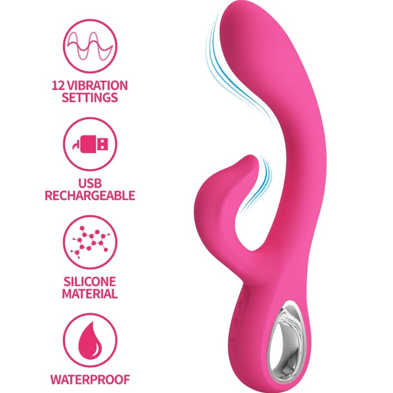 Vibrador Rabbit PRETTY LOVE Fritz Rosa com 12 Vibrações para dupla estimulação