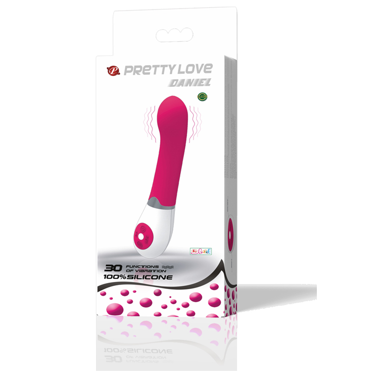 PRETTY LOVE Vibrador Daniel de silicone roxo e branco com 30 funções de vibração.