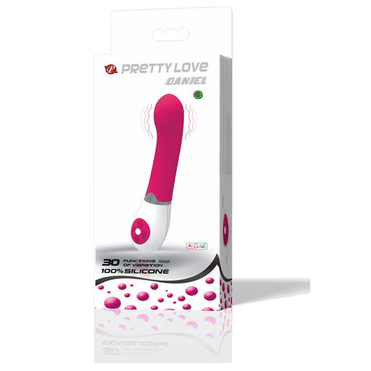 PRETTY LOVE Vibrador Daniel de silicone roxo e branco com 30 funções de vibração.