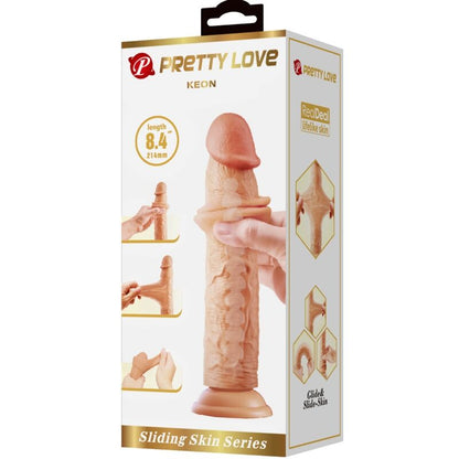 Dildo realista PRETTY LOVE Keon 21 CM Carne com ventosa e textura de pele detalhada