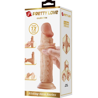 Dildo realista PRETTY LOVE Quentin 18cm de cor carne com ventosa na base