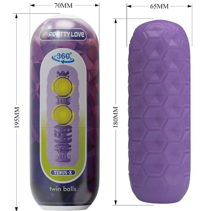 PRETTY LOVE Masturbador Masculino Twin Balls Roxo para prazer e estimulação intensos.
