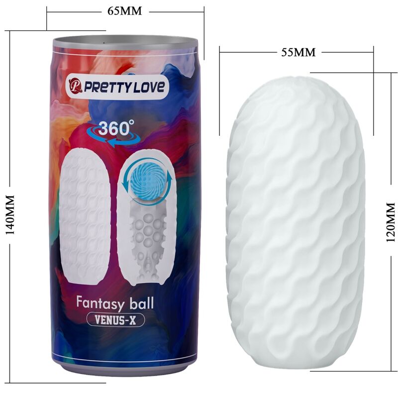 Masturbador Masculino PRETTY LOVE Venus X Branco com design ergonómico e texturas internas estimulantes.