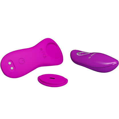 Close-up do Estimulador Clitoriano Lay-On PRETTY LOVE com Controle Remoto Rosa, destacando seu design discreto e material de silicone.