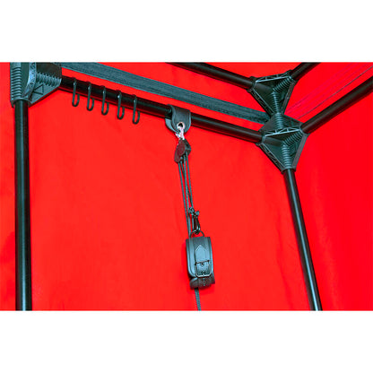 SECRET DOME Cabine Cúpula BDSM em preto e vermelho para submissão e controle consensual.