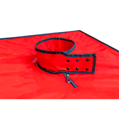 Close-up da Cabine Bukkake Kink Club SECRET DOME Preto e Vermelho, mostrando detalhes da estrutura e acessórios.