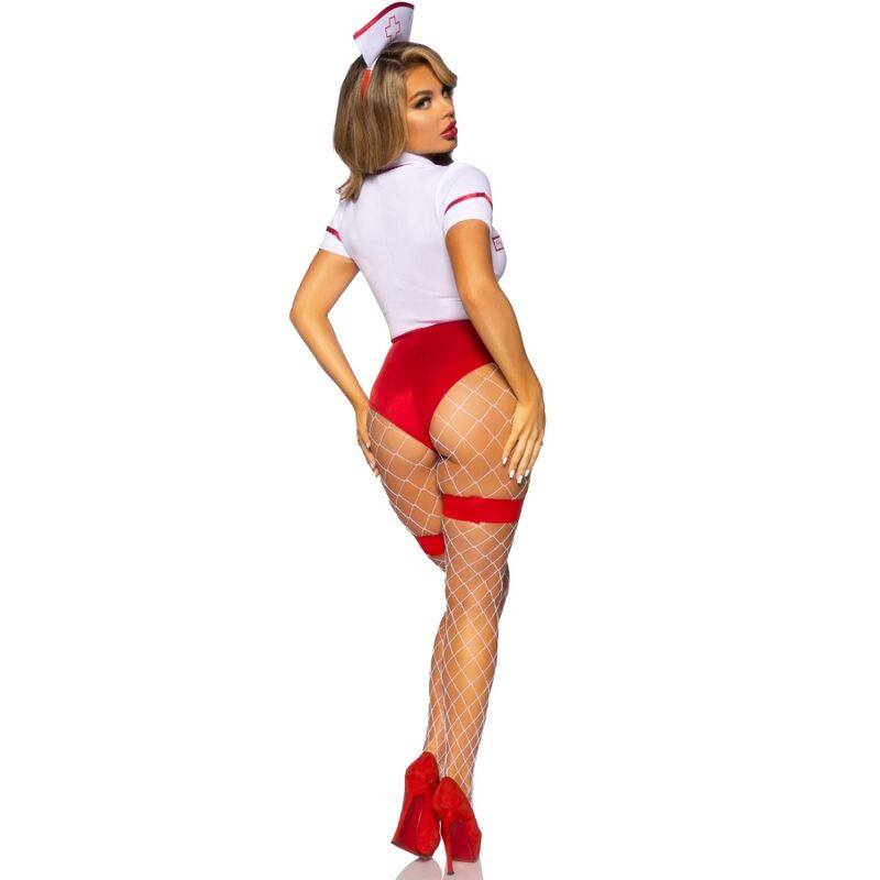 Fantasia de Enfermeira Sexy Leg Avenue Vermelho e Branco.