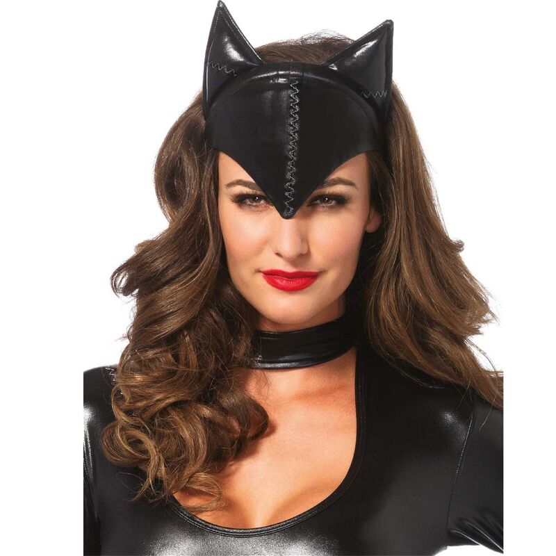 Máscara Mulher Gato Preta LEG AVENUE, perfeita para adicionar mistério e sedução ao seu look.