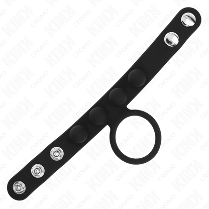 Anel Peniano de Couro KINK com Fecho de Pressão 3,5 cm, design elegante e seguro.
