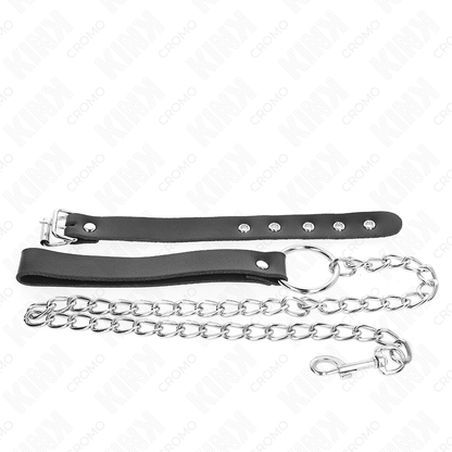 ANEL DE COURO PARA PÊNIS COM CORRENTE 21,5 X 2 CM E CORRENTE DE METAL 60 CM