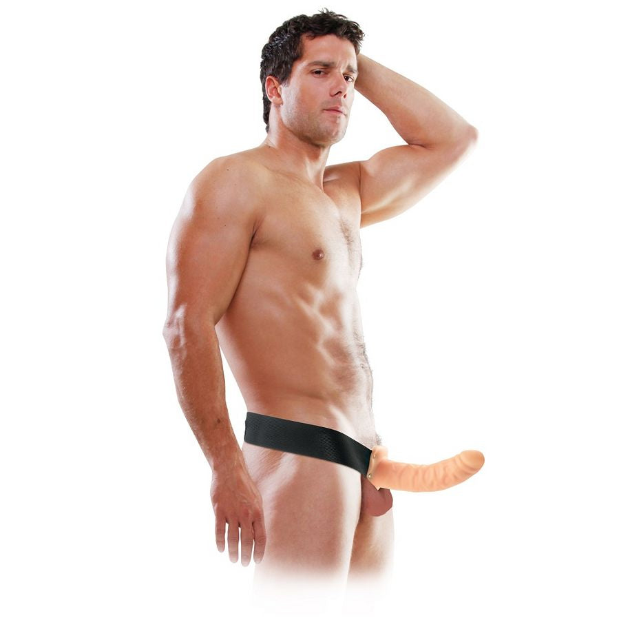 FETISH FANTASY SERIES Dildo Vibrador Oco Strap-On 19 CM com arnês ajustável para aumento e prazer.