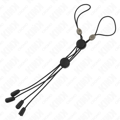Detalhe dos grampos de mamilos KINK com elástico preto, mostrando o design e ajustabilidade.