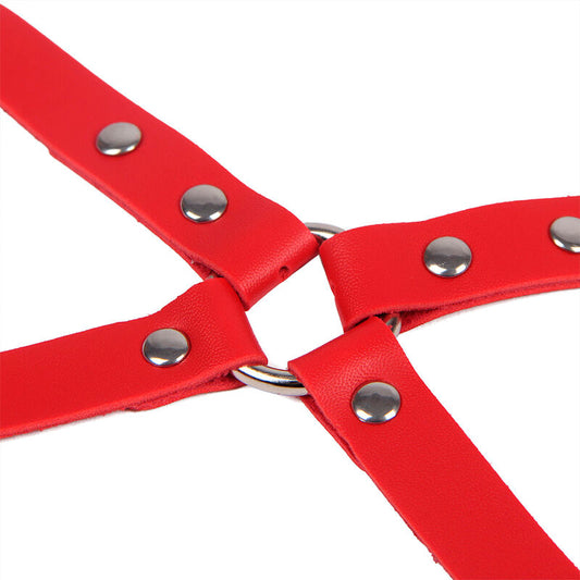 Imagem de SUBBLIME Algemas com Cinto Bondage Vermelho, mostrando detalhes do material e design.