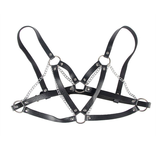 Close-up do cinto SUBBLIME Punk Bondage com fivela de metal preta e detalhes de design.