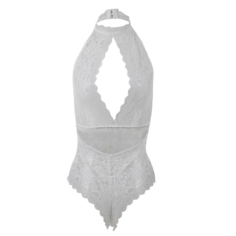 SUBBLIME Body de Renda Branco L/XL, detalhe da textura e design sensual