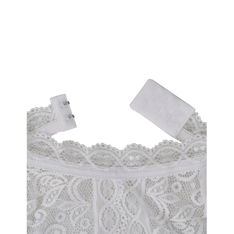 SUBBLIME Body de Renda Branco L/XL, detalhe da textura e design sensual