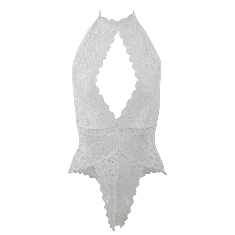 SUBBLIME Body de Renda Branco L/XL, detalhe da textura e design sensual