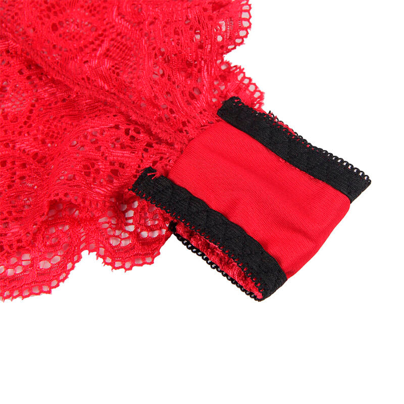 SUBBLIME Camisola de Seda e Renda + Calcinha Vermelha L/XL em detalhe