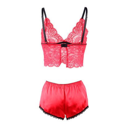 SUBBLIME Camisola de Seda e Renda + Calcinha Vermelha L/XL em detalhe