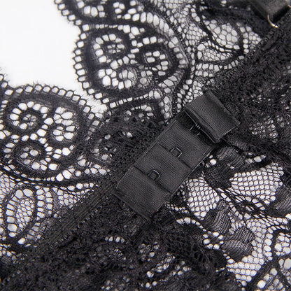 SUBBLIME Conjunto Lingerie Camisola e Calcinha de Seda e Renda Preta S/M