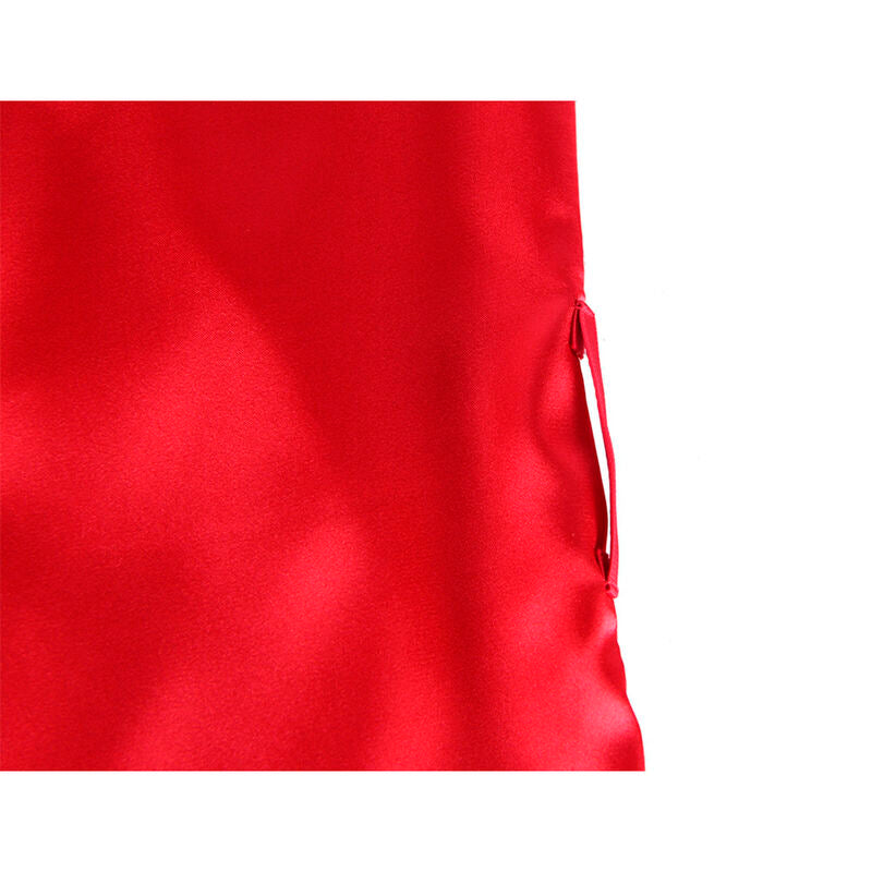Conjunto SUBBLIME Camisola de Renda Transparente + Tanga Vermelho/Preto S/M, exibindo detalhes da renda e o design elegante.