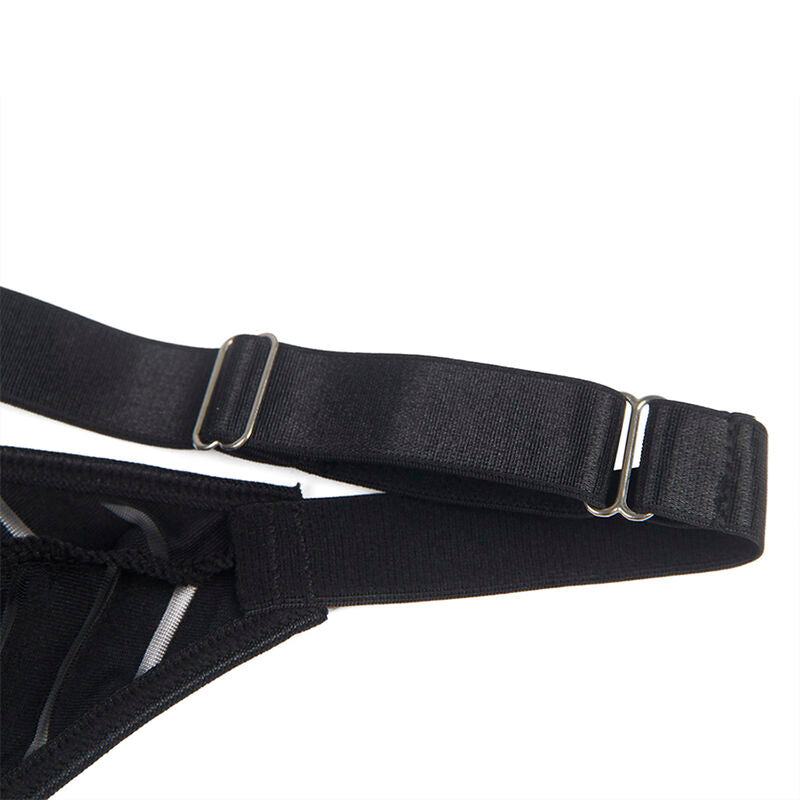 SUBBLIME Body com Cinta-Liga Preto L/XL em detalhe, mostrando o tecido e design sensual.