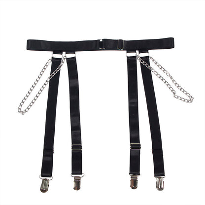 Body SUBBLIME com Correntes e Cinta-Liga Preto S/M em detalhe