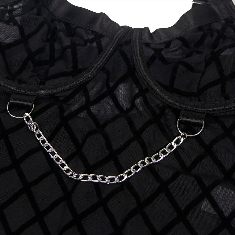 Body SUBBLIME com Correntes e Cinta-Liga Preto S/M em detalhe