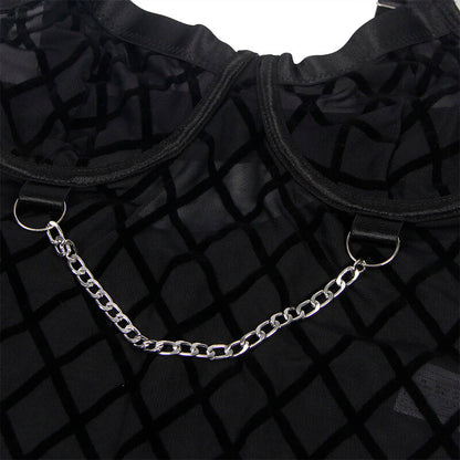 Body SUBBLIME com Correntes e Cinta-Liga Preto S/M em detalhe