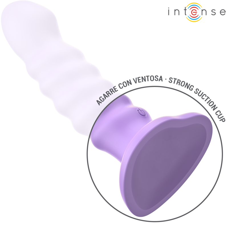 Vibrador INTENSE Brenda M Roxo com design espiral, 10 vibrações e controle remoto.