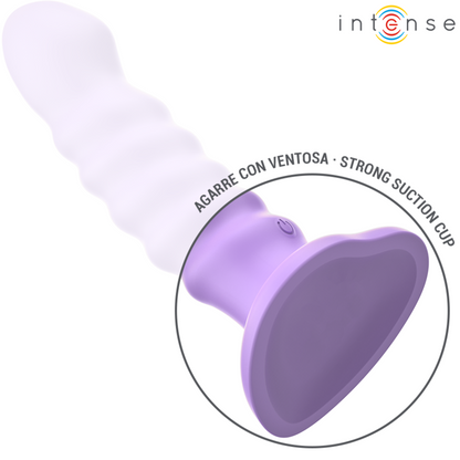 Vibrador INTENSE Brenda M Roxo com design espiral, 10 vibrações e controle remoto.