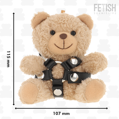 Urso de pelúcia BDSM Bongo da FETISH SUBMISSIVE com arreio de argola e acessórios.