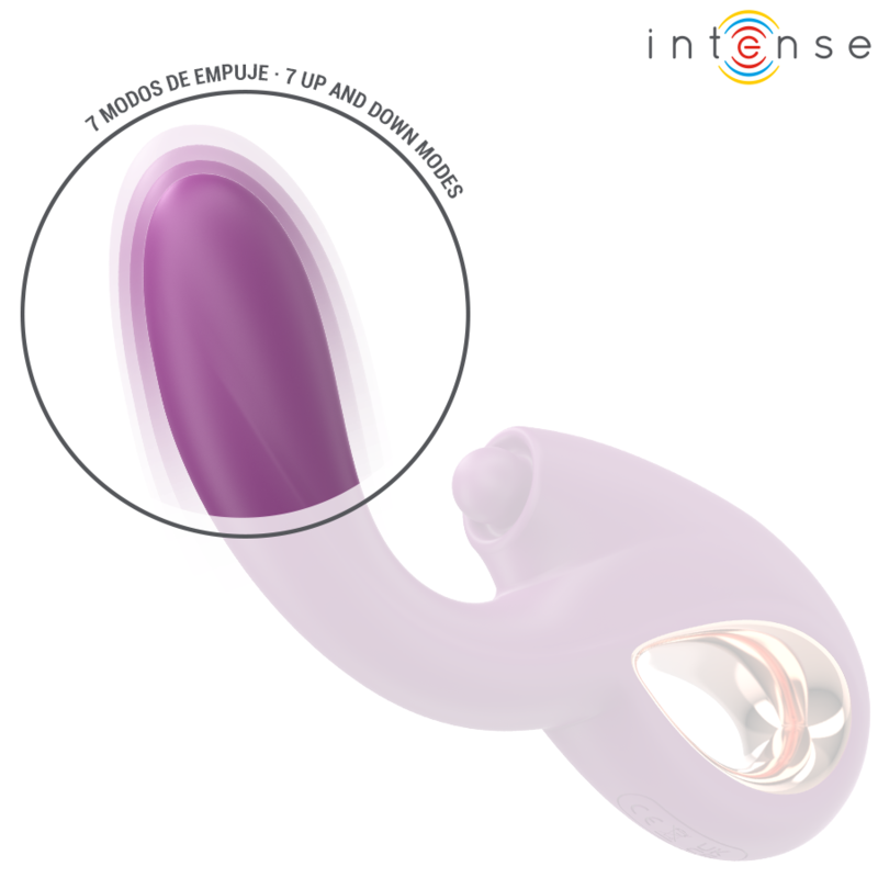 Vibrador de Ponto G INTENSE LALI multifuncional roxo com funções de batida, impulsão e vibração.