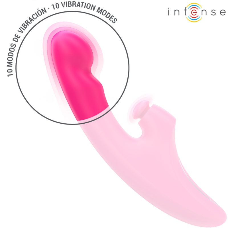 Vibrador INTENSE EMI Multifuncional 3 em 1 Rosa 13.5cm com 10 vibrações, de silicone seguro para o corpo e recarregável por USB.