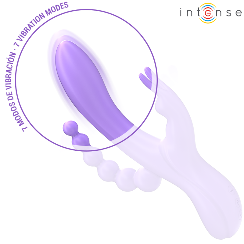 INTENSE Miko Vibrador Triplo Coêlho 7 Vibrações e Estimulador Anal Roxo