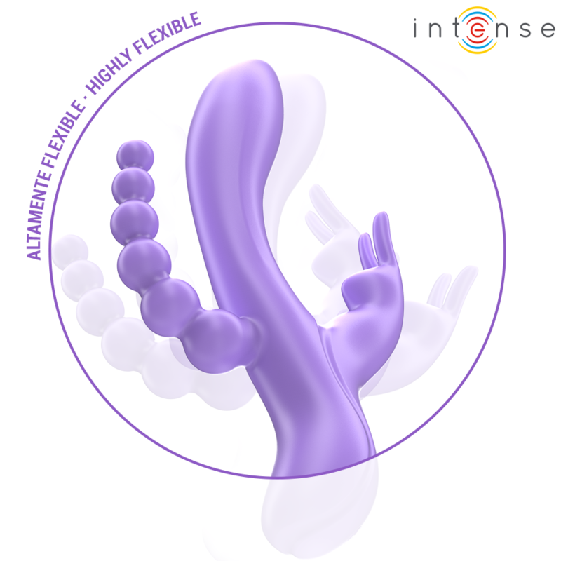 INTENSE Miko Vibrador Triplo Coêlho 7 Vibrações e Estimulador Anal Roxo