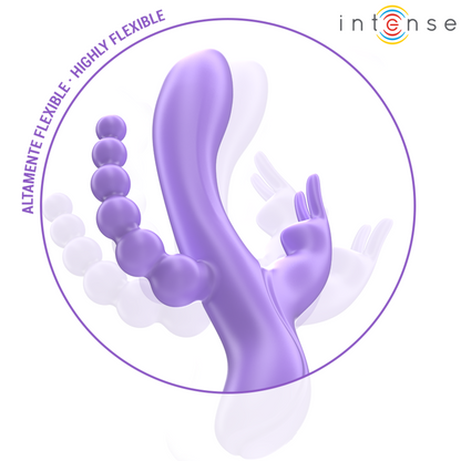 INTENSE Miko Vibrador Triplo Coêlho 7 Vibrações e Estimulador Anal Roxo