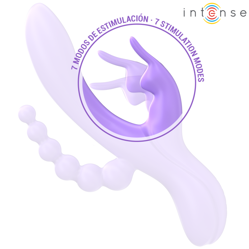 INTENSE Miko Vibrador Triplo Coêlho 7 Vibrações e Estimulador Anal Roxo