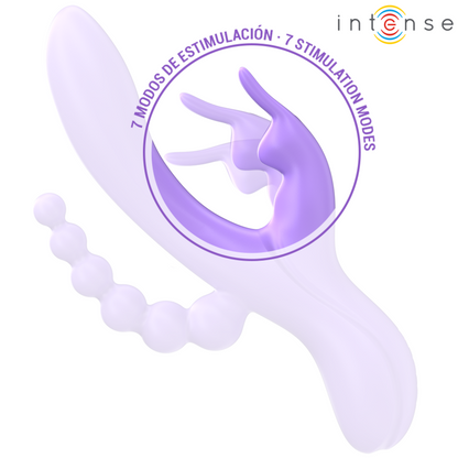 INTENSE Miko Vibrador Triplo Coêlho 7 Vibrações e Estimulador Anal Roxo