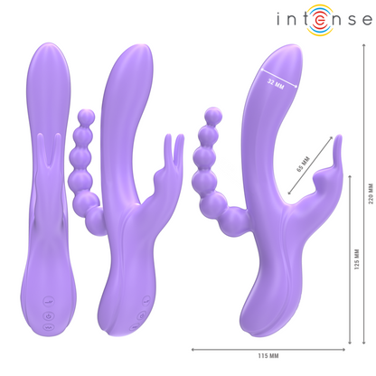 INTENSE Miko Vibrador Triplo Coêlho 7 Vibrações e Estimulador Anal Roxo