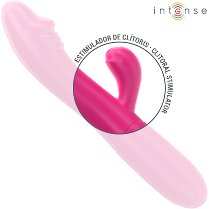 Close-up do Vibrador INTENSE Ivy com Língua Estimulante, exibindo seu design flexível e cor rosa.