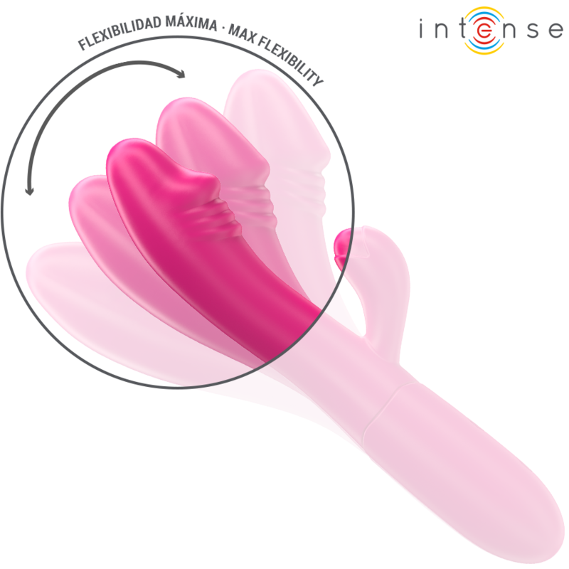 Close-up do Vibrador INTENSE Ivy com Língua Estimulante, exibindo seu design flexível e cor rosa.