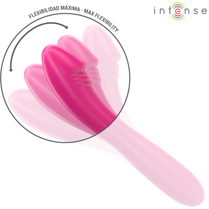 Close-up do Vibrador INTENSE Belinda 19cm Rosa, mostrando sua haste flexível e design elegante.