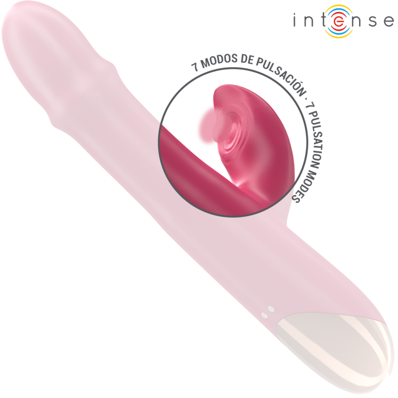 Close-up do Vibrador Intense Chloe Multifuncional 3 em 1 Vermelho, mostrando seu design ergonômico e material de silicone.