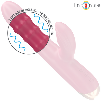 Close-up do Vibrador Intense Chloe Multifuncional 3 em 1 Vermelho, mostrando seu design ergonômico e material de silicone.
