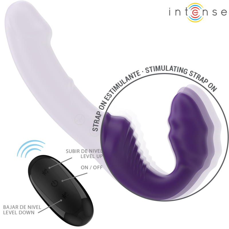 Vibrador Duplo INTENSE Jill 20cm Roxo com Controlo Remoto, em silicone