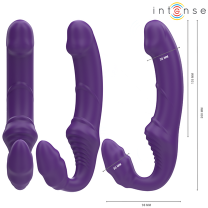 Vibrador Duplo INTENSE Jill 20cm Roxo com Controlo Remoto, em silicone