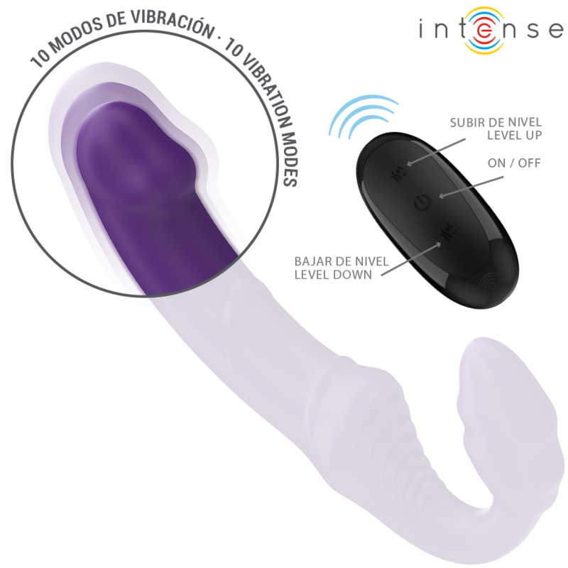 Vibrador Duplo INTENSE Jill 20cm Roxo com Controlo Remoto, em silicone